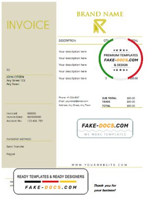 super credible universal multipurpose invoice template in Word and PDF format, fully editable