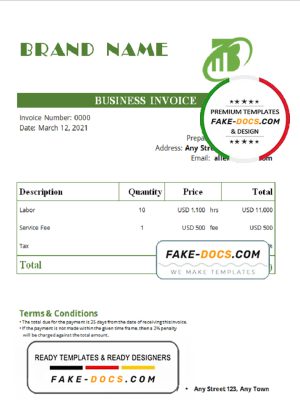 grace wise universal multipurpose invoice template in Word and PDF format, fully editable