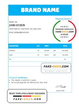 form asset universal multipurpose invoice template in Word and PDF format, fully editable