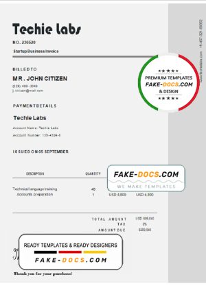 USA Techie Labs invoice template in Word and PDF format, fully editable USA Techie Labs invoice template in Word and PDF format, fully editable