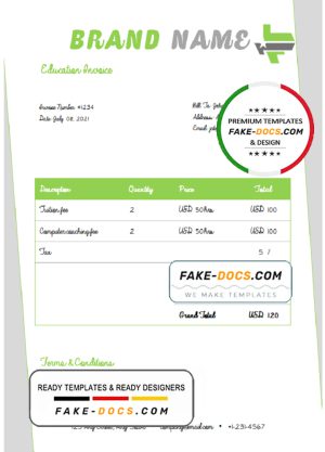 bet index universal multipurpose invoice template in Word and PDF format, fully editable