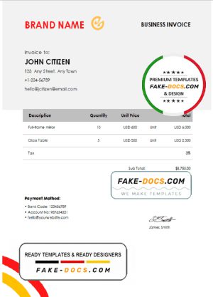 sweet chief universal multipurpose invoice template in Word and PDF format, fully editable