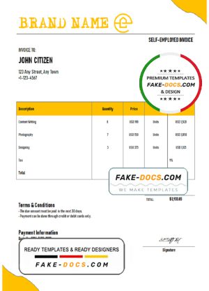 sure chief universal multipurpose invoice template in Word and PDF format, fully editable