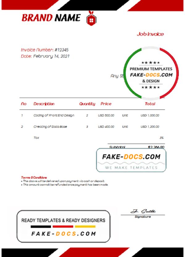 quick lap universal multipurpose invoice template in Word and PDF format, fully editable