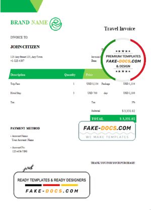 max fleet universal multipurpose invoice template in Word and PDF format, fully editable