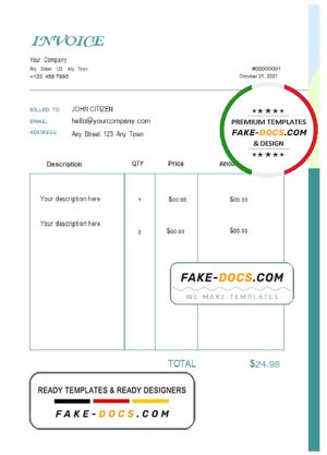green energic universal multipurpose invoice template in Word and PDF format, fully editable