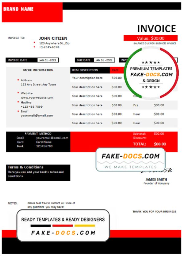 found report universal multipurpose invoice template in Word and PDF format, fully editable