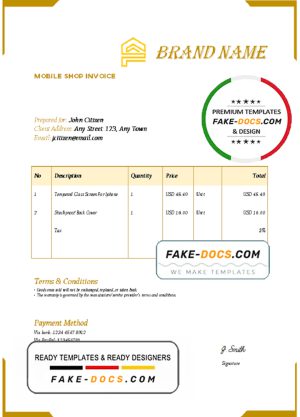 hunt brush universal multipurpose invoice template in Word and PDF format, fully editable