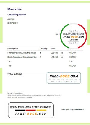 USA Moore Inc. invoice template in Word and PDF format, fully editable USA Moore Inc. invoice template in Word and PDF format, fully editable