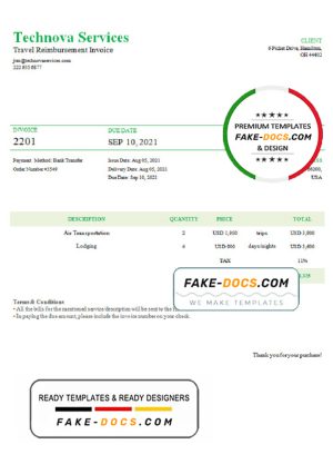 USA Technova Services invoice template in Word and PDF format, fully editable USA Technova Services invoice template in Word and PDF format, fully editable