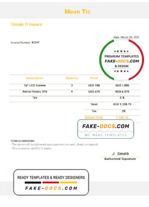 USA Mean Tic invoice template in Word and PDF format, fully editable USA Mean Tic invoice template in Word and PDF format, fully editable