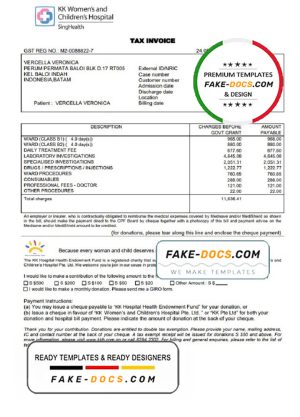 Singapore KK Women’s and Children’s Hospital tax invoice template in .doc and .pdf format Singapore KK Women’s and Children’s Hospital tax invoice template in .doc and .pdf format