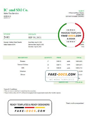 USA IC and SM Co. invoice template in Word and PDF format, fully editable USA IC and SM Co. invoice template in Word and PDF format, fully editable