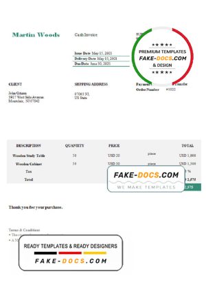USA Martin Woods invoice template in Word and PDF format, fully editable USA Martin Woods invoice template in Word and PDF format, fully editable