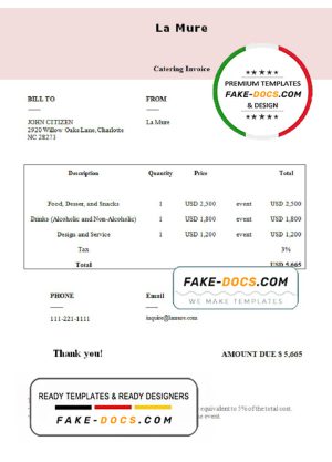 USA La Mure invoice template in Word and PDF format, fully editable