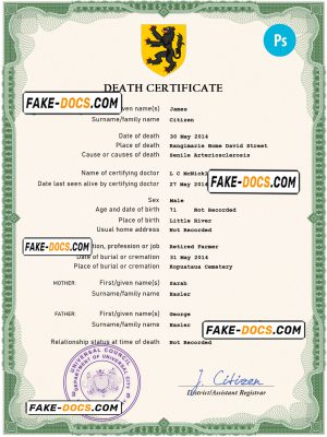 point flow death universal certificate PSD template, completely editable