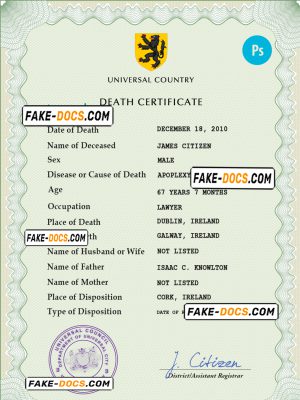 redux vital record death certificate universal PSD template