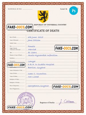 horizon vital record death certificate universal PSD template