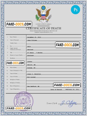dynamic vital record death certificate universal PSD template