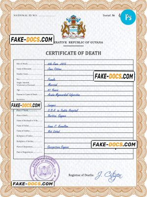 coat push death universal certificate PSD template, completely editable
