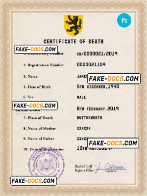 scope vital record death certificate universal PSD template