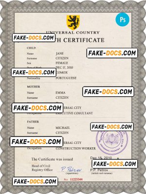 limitless split universal birth certificate PSD template, fully editable limitless split universal birth certificate PSD template, fully editable