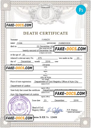 sustaine solution vital record death certificate universal PSD template