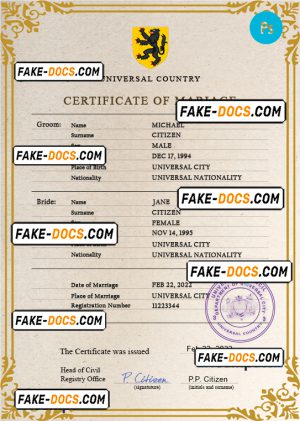 license universal marriage certificate PSD template, fully editable license universal marriage certificate PSD template, fully editable