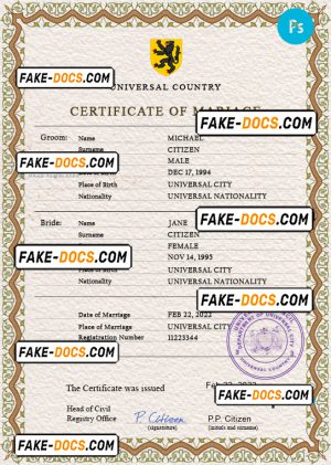 flutter universal marriage certificate PSD template, completely editable