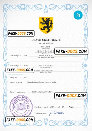 blackout death universal certificate PSD template, completely editable