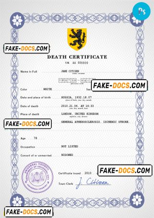 stance vital record death certificate universal PSD template