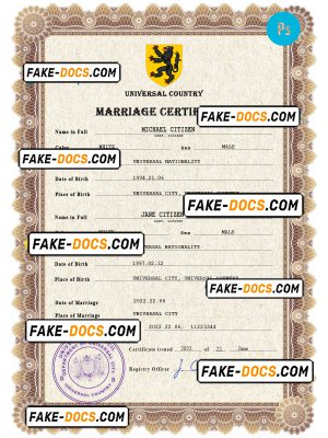 ceremony universal marriage certificate PSD template, completely editable