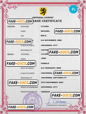 delight universal marriage certificate PSD template, fully editable