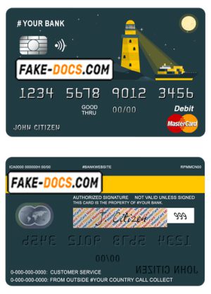 bright lighthouse universal multipurpose bank mastercard debit credit card template in PSD format, fully editable