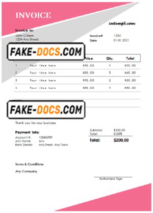 bloom clouds universal multipurpose tax invoice template in Word and PDF format, fully editable