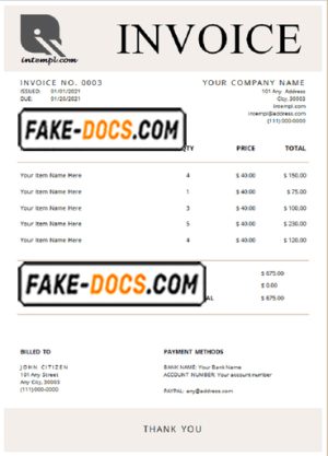 concept smart universal multipurpose professional invoice template in Word and PDF format, fully editable