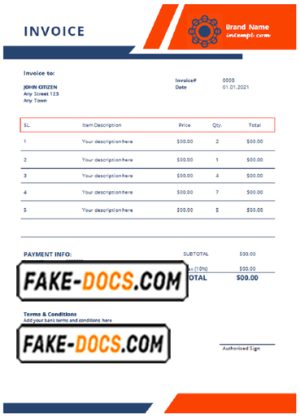 click flight universal multipurpose tax invoice template in Word and PDF format, fully editable