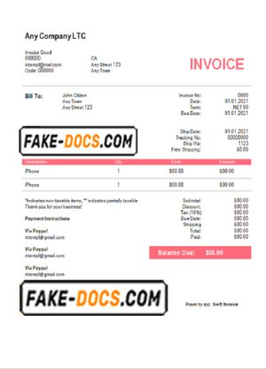 type retro universal multipurpose professional invoice template in Word and PDF format, fully editable