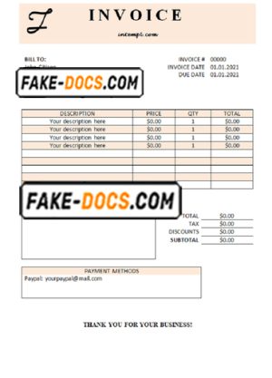 swift supply universal multipurpose professional invoice template in Word and PDF format, fully editable