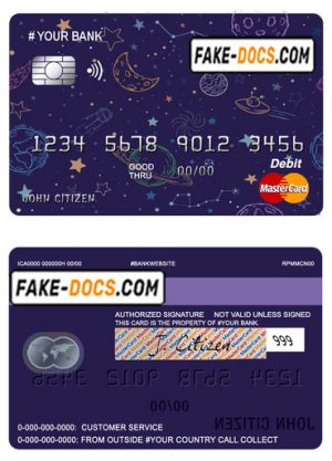 creative space universal multipurpose bank mastercard debit credit card template in PSD format, fully editable