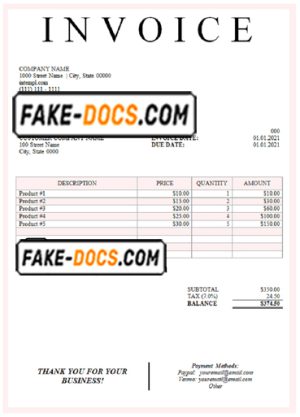 charge offer universal multipurpose tax invoice template in Word and PDF format, fully editable