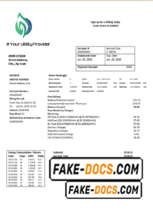 value energy universal multipurpose utility bill template in Word format
