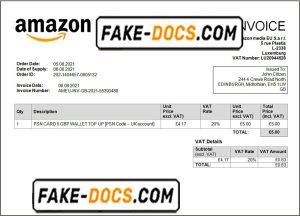 United Kingdom Amazon American multinational technology company invoice template in Word and PDF format, fully editable United Kingdom Amazon American multinational technology company invoice template in Word and PDF format, fully editable