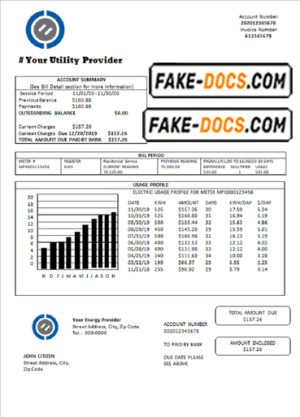 energy stocks universal multipurpose utility bill template in Word format