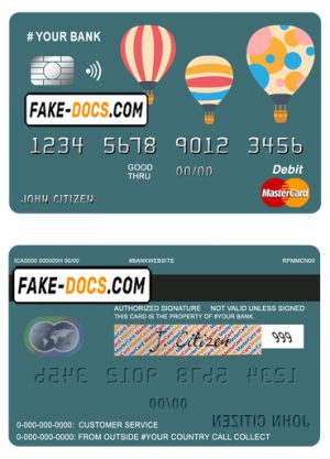 baloon bio universal multipurpose bank mastercard debit credit card template in PSD format, fully editable