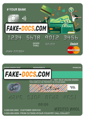 click money universal multipurpose bank mastercard debit credit card template in PSD format, fully editable