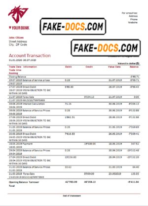 giant crimson universal bank multipurpose statement template in Word format