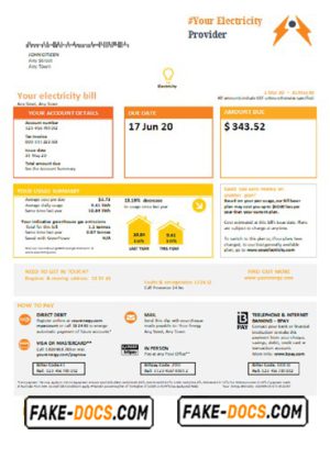 electric fare universal multipurpose utility bill template in Word format