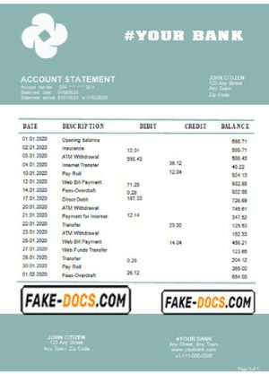 glue industry universal multipurpose bank statement template in Word format