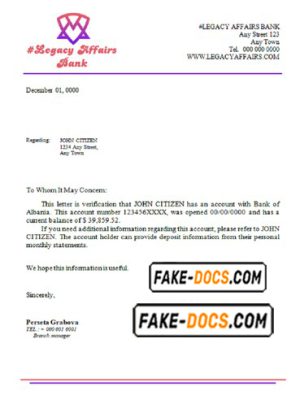 legacy affairs bank universal multipurpose bank account reference template in Word and PDF format legacy affairs bank universal multipurpose bank account reference template in Word and PDF format